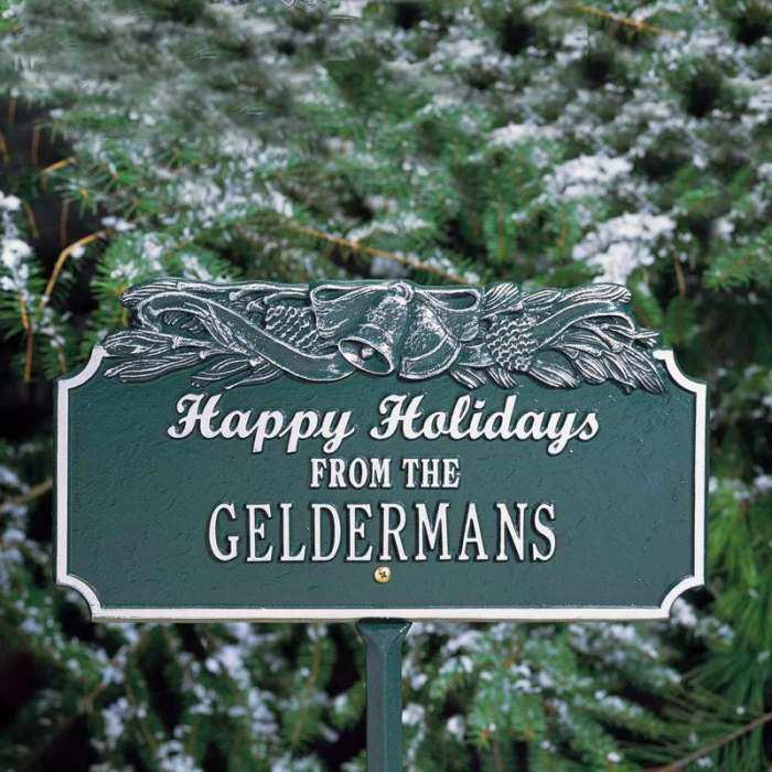 Personalized Happy Holidays w/Bells Plaque